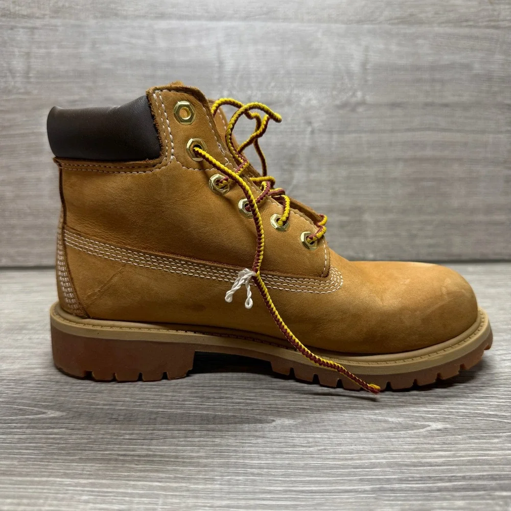 Timberland 6 Inch Premium Waterproof Boot Kids Size 2 Wheat Tan Leather 12709